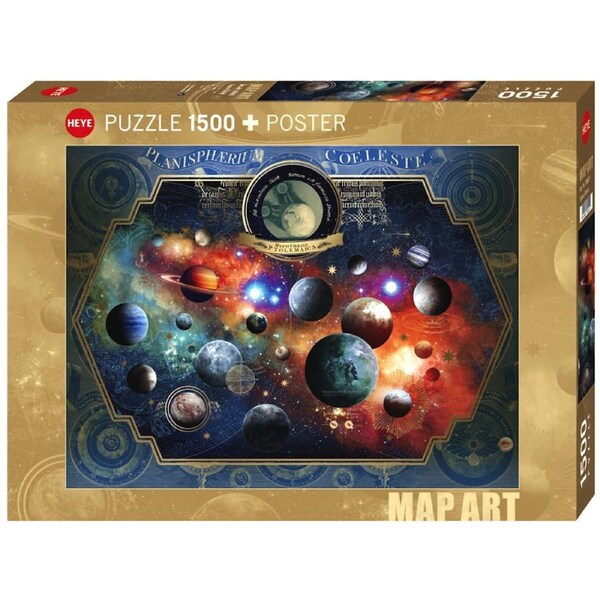Heye Map Art Space World Jigsaw Puzzle + Poster 1500 Pieces (HEY30001)