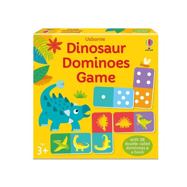 Usborne Dinosaurs Dominoes Game with Double-Sided Dominoes & Book (USB704890)
