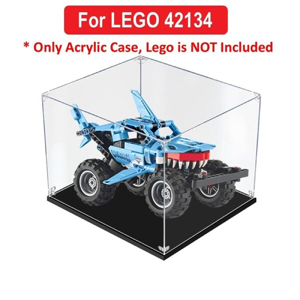 Acrylic Display Case for LEGO 42134 Technic Monster Jam Megalodon Figure Storage Box Dust Proof Glue Free