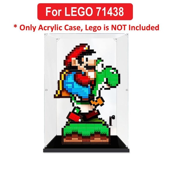 Acrylic Display Case for LEGO 71438 Super Mario World Mario & Yoshi Figure Storage Box Dust Proof Glue Free