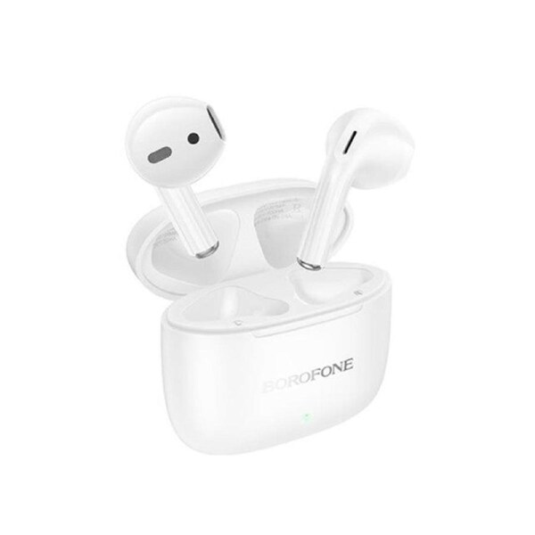 Borofone White Mini Earbuds – Bluetooth TWS with Superior Sound & Compact Design