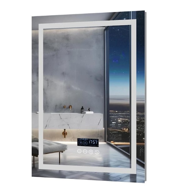 Fin Bluetooth Led Bathroom Mirror Dual Lights Anti-Fog Makeup Mirror Music