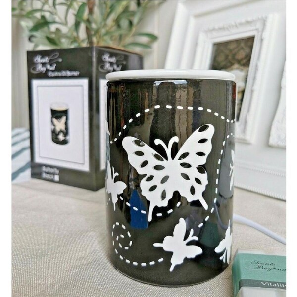 Fin Black Butterfly Laser Cut Ceramic Electric Oil Burner Lamp