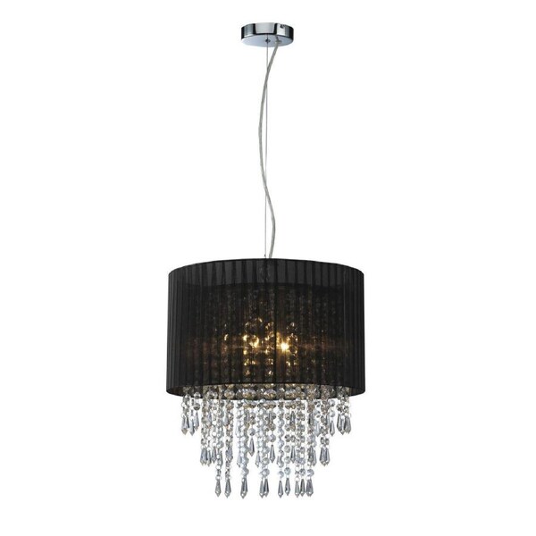 Fin Black Organza & Hanging Beaded Ceiling Lamp Light Fitting