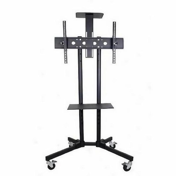 Fin Mobile Tv Cart Stand Mount For 32 42 47 50 55 60 65 70" Led Lcd With Top Shelf