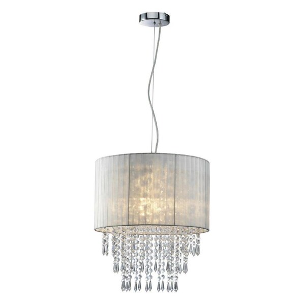 Fin White Organza & Hanging Beaded Pandent Light Ceiling Lamp Ceiling Light Fitting