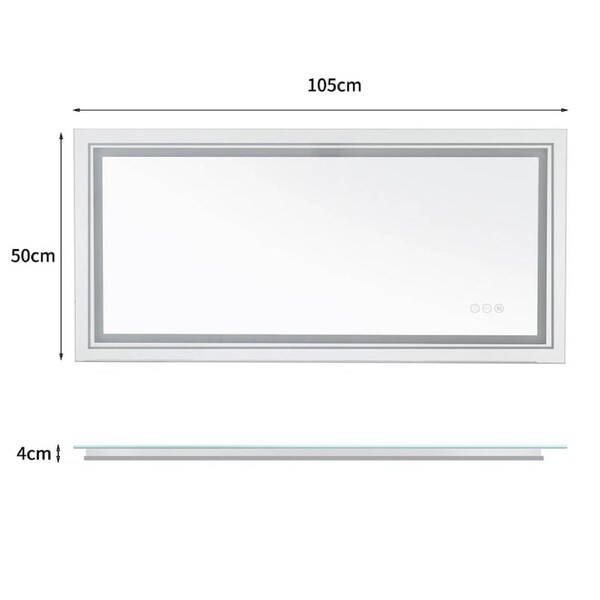 Fin Large Frameless Vanity Mirror Double Led Bathroom Mirror Dimmable Makeup Mirror