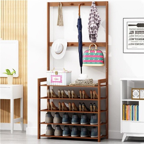 Fin Large Hall Tree Entryway Coat Hat Rack Stand Shoe Bench Tidy Console Table Home
