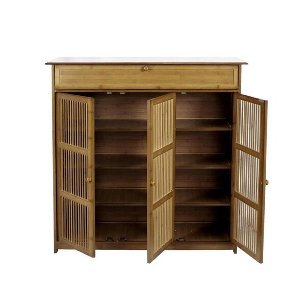 Fin 100Cm Shoe Storage Cabinet With Large Drawer Natural Bamboo Self Eliminate Smell