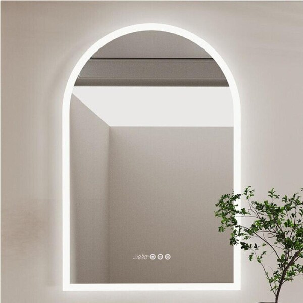 Fin Arch-Shape Led Bathroom Mirror Superbright Anti-Fog Vanity Mirror Dimmabl