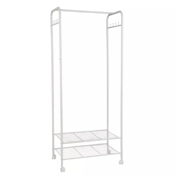 Fin 2Tier Large Heavy Duty Wire Shelving Garment Rolling Rack Clothing Rack On Wheel