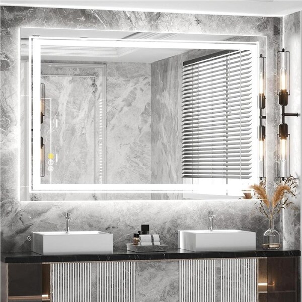 Fin Enhance Bright Double Lighted Led Bathroom Mirror Anti Fog Vertical/Horizontal