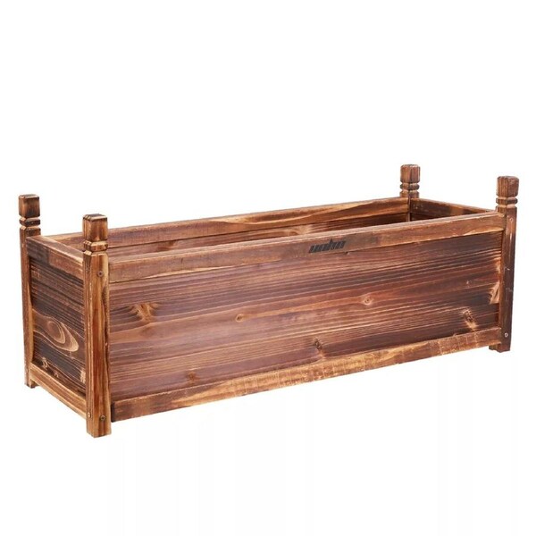 Fin Large 90Cm Long Deep Garden Planter Box Trough Wood Vegetable Flower Raised Bed
