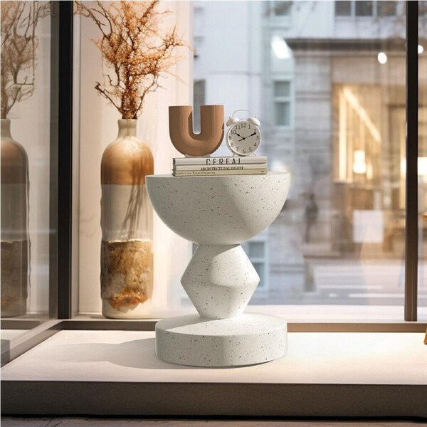 Fin Unique Lightweight Concrete Sofa Side Table Coffee Table Bedside Lamp Table