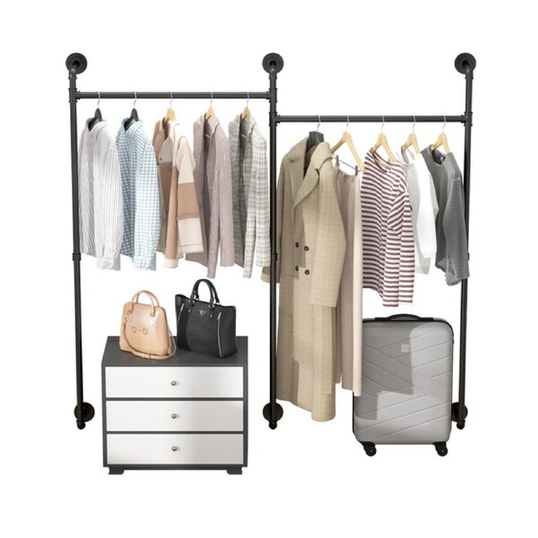 Fin Garment Clothes Rack Hanging Rail Poles Bars Coat Hanger Wardrobe Organiser