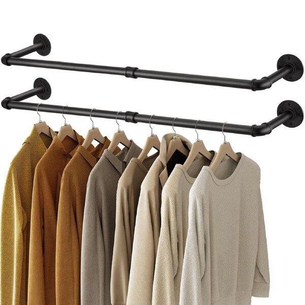 Fin 2X Heavy Metal Pipe Clothes Rack Rail Closet Clothing Rod Organizer Hanging Pole