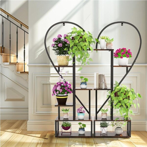 Fin 2X Heart Shaped Metal Plant Stand 6-Tier Ladder Garden Flower Rack Home Patio Au