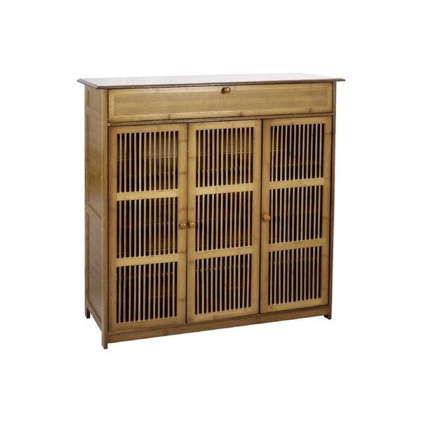 Fin 4-Tier Tall & Thicken Bamboo Shoe Storage Cabinet Enclosed Drawers Easy Assembly