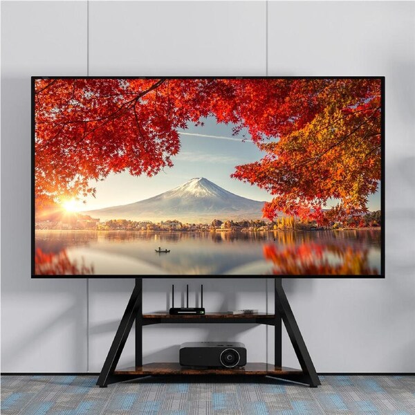 Fin 65-100" Heavy Duty Tv Floor Stand Stablest Trapezoidal Tv Mount Height Adjustabl