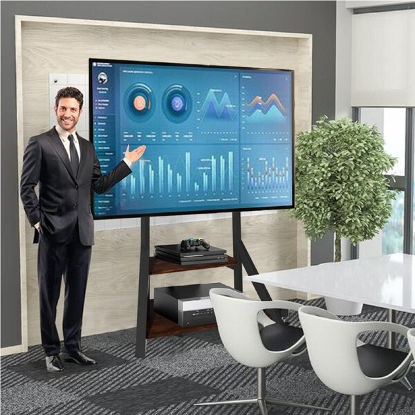 Fin Heavy Duty Portable Floor Tv Stand Large Shelf For 65-100" Lcd Led Flat Screens