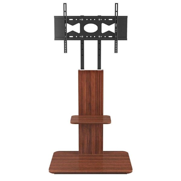 Fin Floor Tv Stand Free Standing Mount Bracket Wood Shelf For 32"-65" Flat Screen