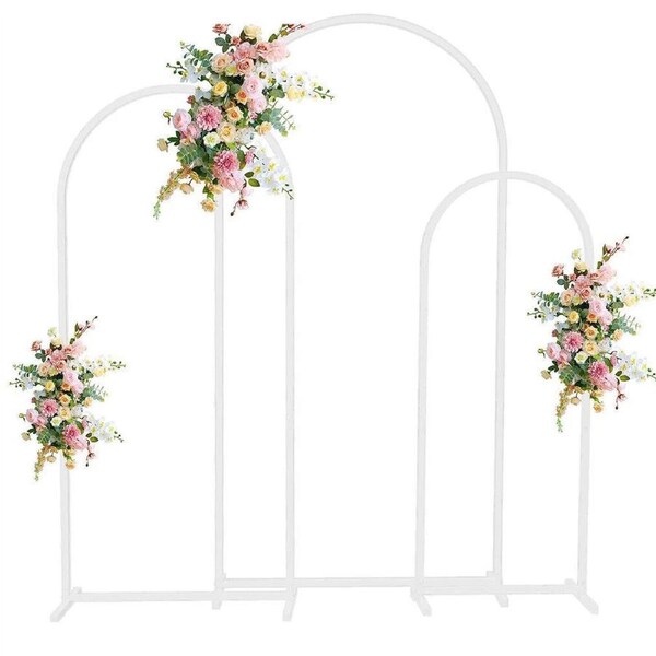 Fin 3X Wedding Arch Backdrop Stand White Metal Balloon Frame Garden Floral Arch Deco