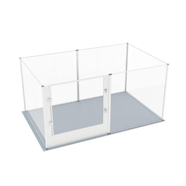Fin 6 Panels Large Acrylic Dog Playpen Fence Lockable Thicken Pet Whelping Box W Mat