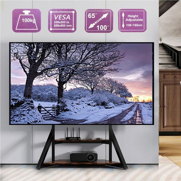 Fin Xxl Large Universal Tv Floor Stand Mount For Led Lcd 65-100" Holds Up To 100Kg