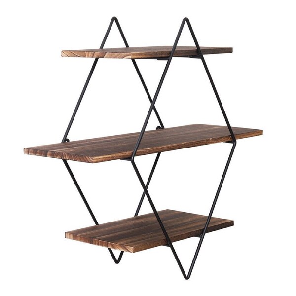 Fin 3 Tiers Wall Floating Ledge Shelves Wall Decor Storage Shelf Booke Display Rack