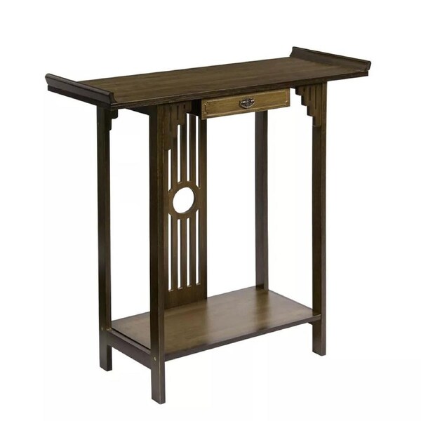 Fin Chinese Style Vintage Console Table Sofa Side Accent Table Entryway Bottom Shelf