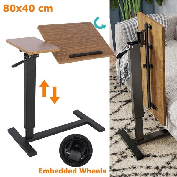 Fin Folding Tilting Medical Adjustable Overbed Bedside Table With Wheels Laptop Desk