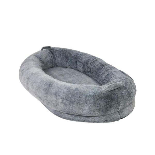 Fin Giant Human Sized Dog Bed Soft Orthopedic Pet Bed W/ Washable Faux Fur & Blanket