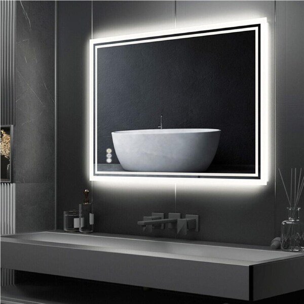 Fin Horizontal/Vertical Led Lighted Bathroom Mirror Backlit Illuminated Vanity Mirror