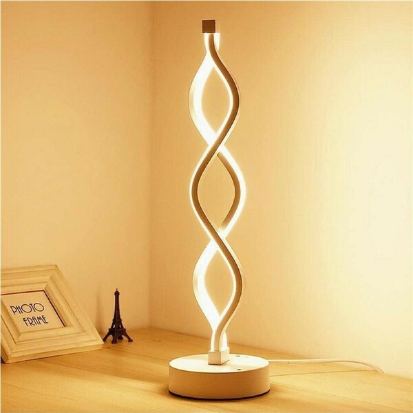 Fin Led Table Lamp Dual Spiral Desk Lamp Warm White Modern Reading Light Bedside Usb