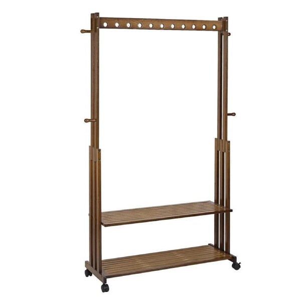 Fin Neat Organize Hooks Clothes Rack Coat Stand Bamboo Rail Hanger Rolling Closet Au