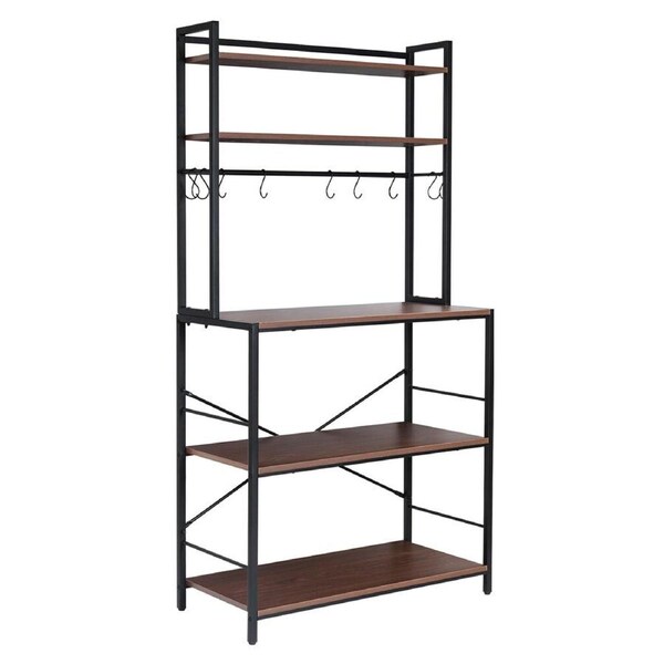 Fin Oversized Kitchen Bakers Storage Rack 5-Tier Wide Kitchen Hutch Cabinet W/ Hooks