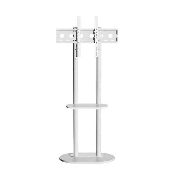 Fin Minimalist Marble Textured Floor Tv Stand 40"-75" Strong Steel Tv Bracket Stable