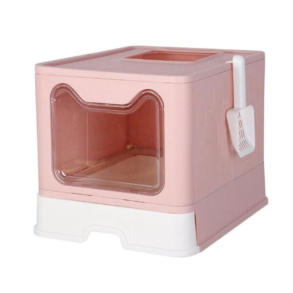 Fin Roomy Enclosed Cat Litter Box Covered Forkitty With Lid Deep Tray Anti-Splashing
