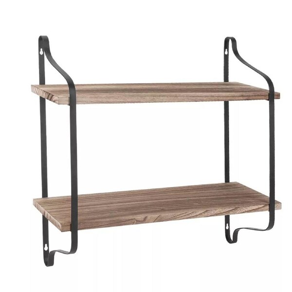 Fin Rustic Wall Floating Shelf Side Bar Towel Hanger Bookshelf Storage Shelving Unit