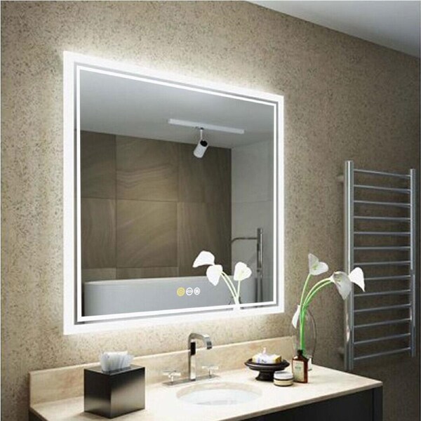 Fin Smart High Luminance Led Bathroom Mirror Anti-Fog Makeup Adjustable 3Color Light