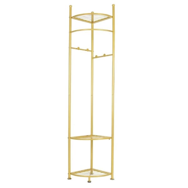 Fin Ultra Large Metal Coat Clothes Stand Anti-Rust Storage Rack With 3 Folding Shelf