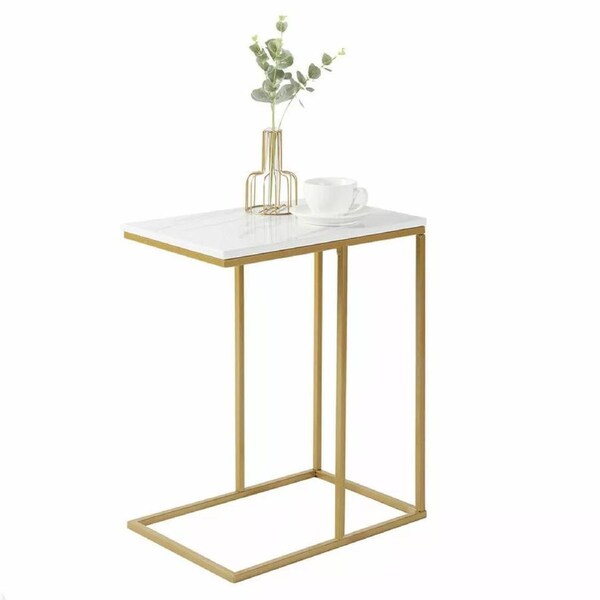 Fin Under Sofa Marble Side Table Couch Laptop Coffee Table Waterproof Indoor Outdoor