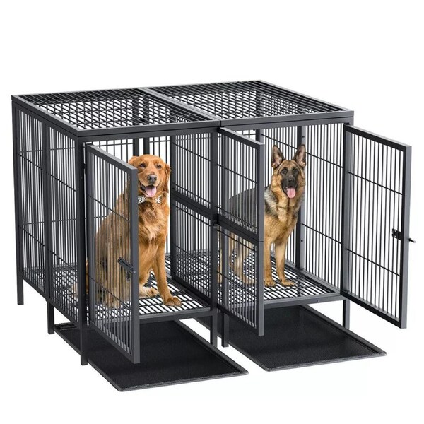 Fin Xxxl Giant Dog Crate Raised Pet Dog Cage Kennel Double Door Tray Divider Playpen