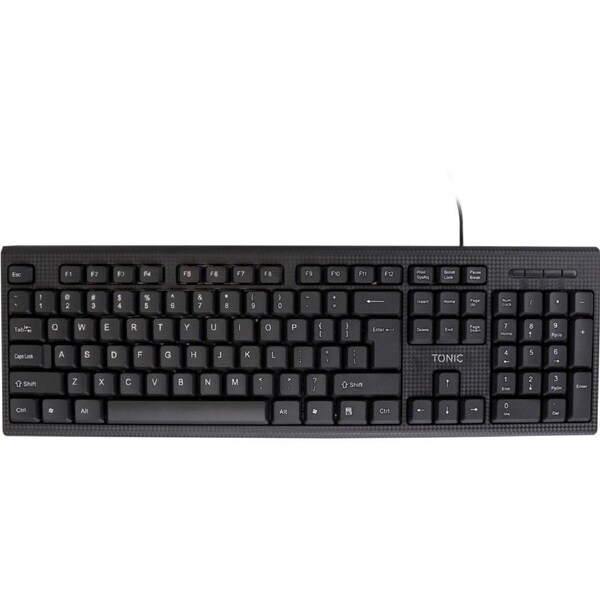 TonicBasic Wired USB Keyboard - 104 Keys - Black