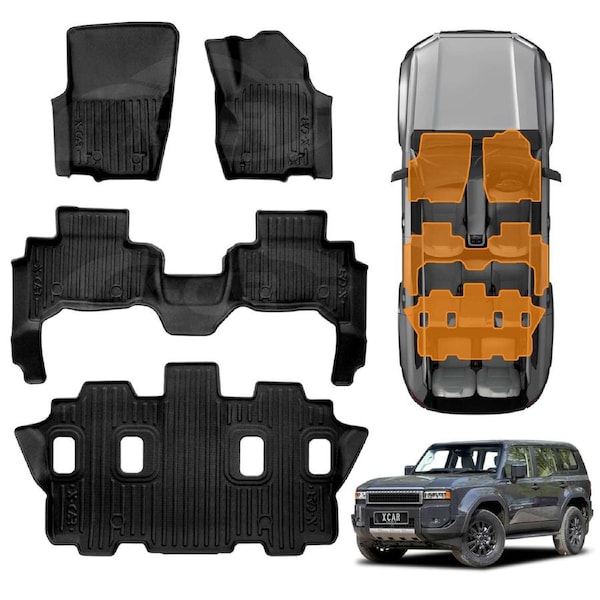 3D Floor Mats for Toyota Prado 250 Series 7 Seater 2024-2025 Heavy Duty All Weather Car Mats Carpet Liner Set