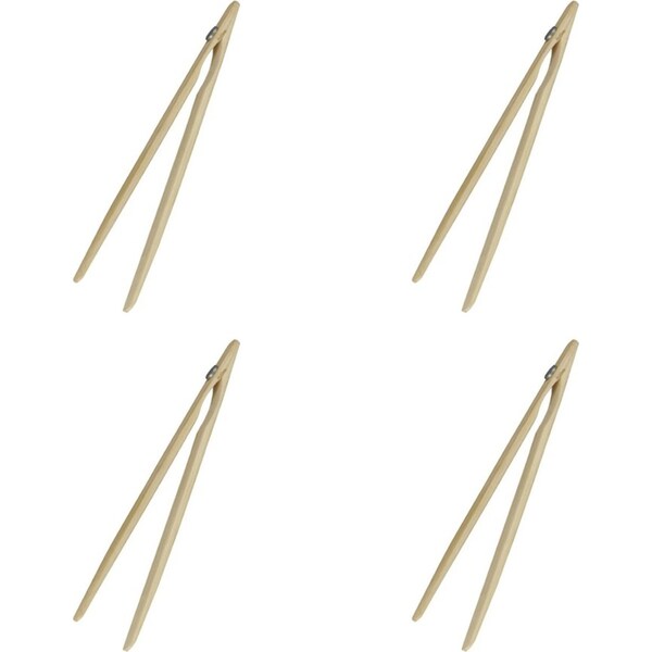 4x Avanti Bamboo Toast Tongs w/ Magnet Utensil for Bread/Crumpet Kitchen Toaster
