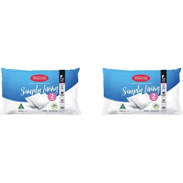 4pc Tontine 46x72cm Simply Living Firm High Profile Cotton Pillows Home Bedding