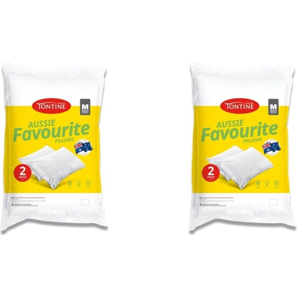4pc Tontine 46x72cm Aussie Favourite Pillow Medium Profile Home Bedding