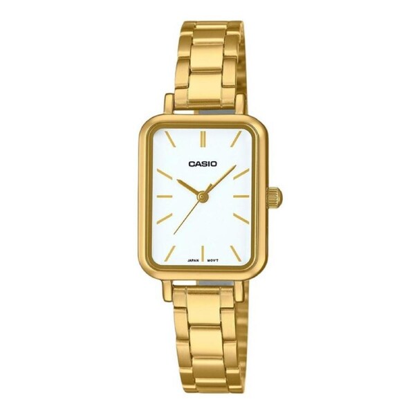 Casio Analog Golden Stainless Steel White Dial Quartz LTP-V009G-7E Womens Watch
