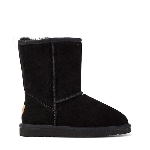 Jillaroo Womens UGG Boots Genuine Sheepskin Suede Leather Moccasins - Black US 6